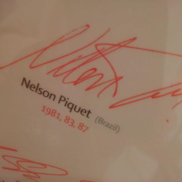Signature de Nelson Piquet champion en 1981,83 et 87